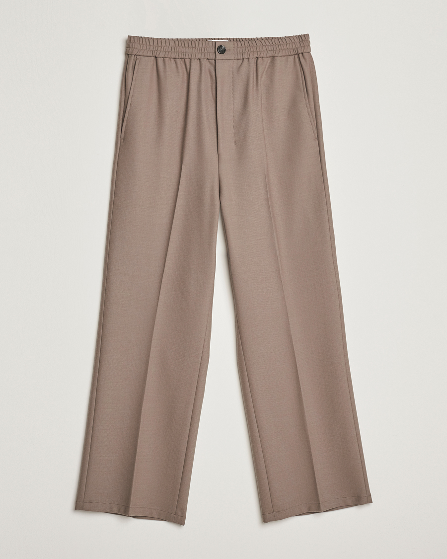Homme | Pantalons | AMI | Wool Drawstring Trousers Taupe