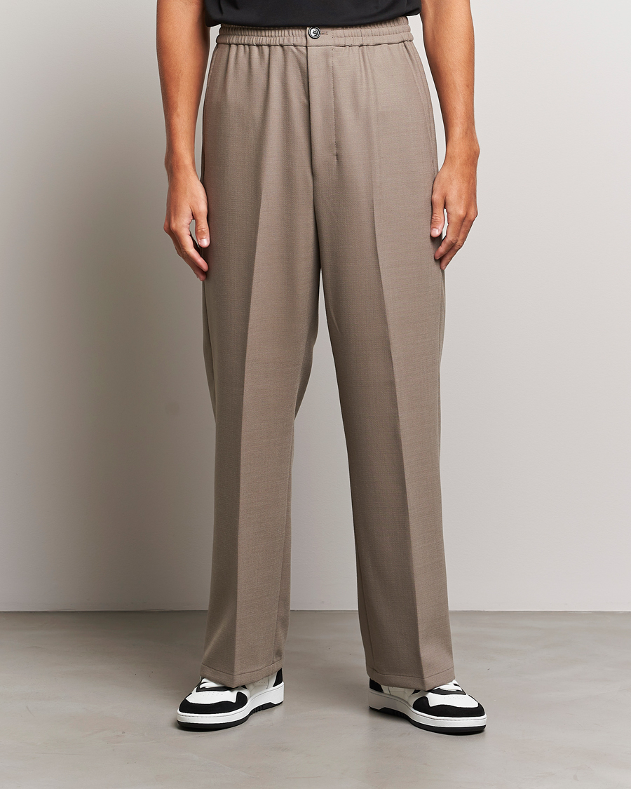 Homme | Pantalons | AMI | Wool Drawstring Trousers Taupe