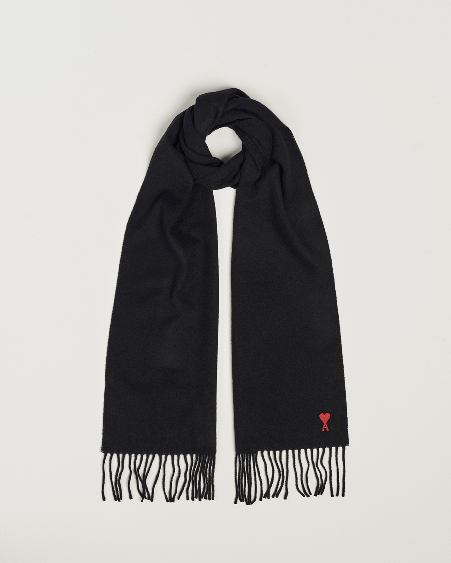 Homme | AMI Heart Logo Scarf Black | AMI | Heart Logo Scarf Black