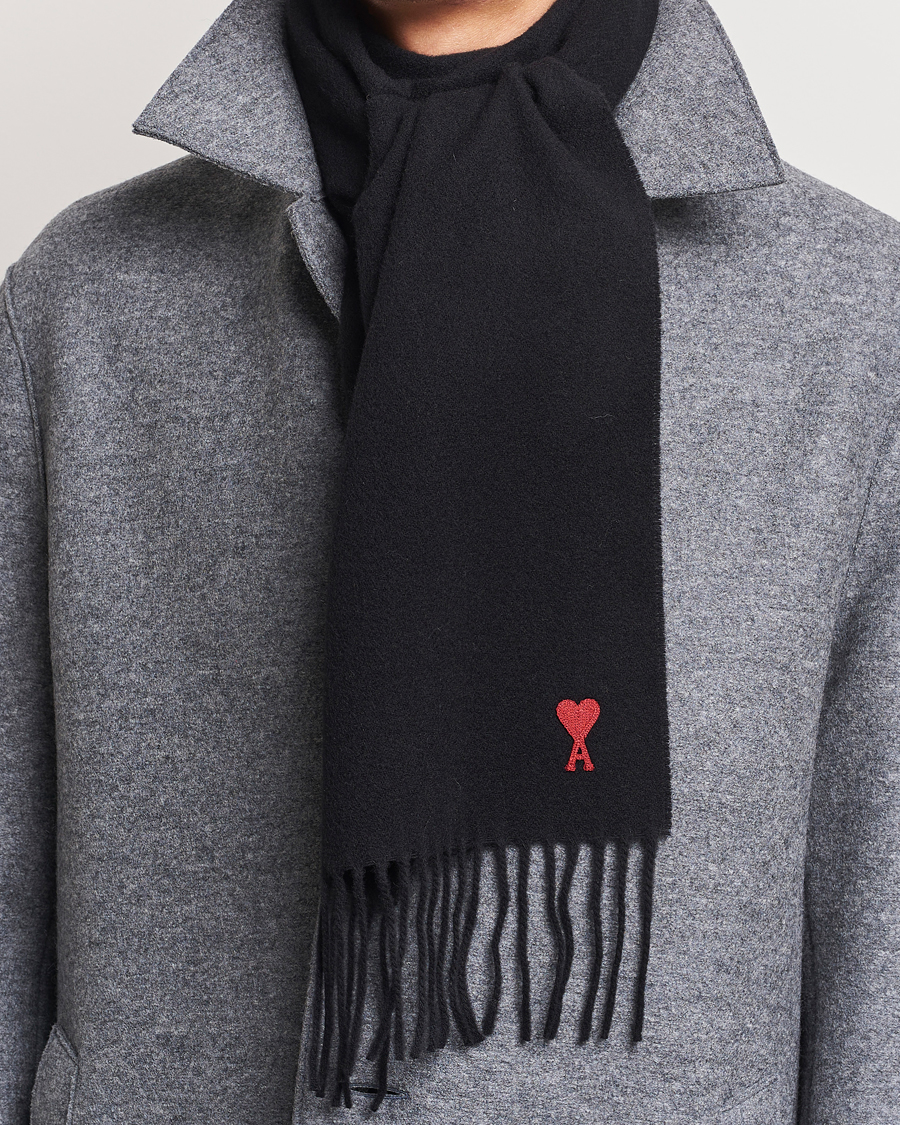 Homme | AMI Heart Logo Scarf Black | AMI | Heart Logo Scarf Black