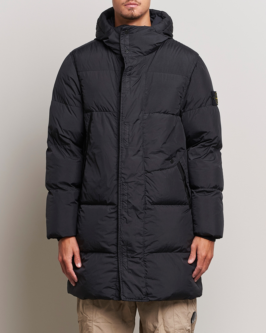 Homme | Manteaux Et Vestes | Stone Island | Garment Dyed Recycled Nylon Long Down Jacket Black