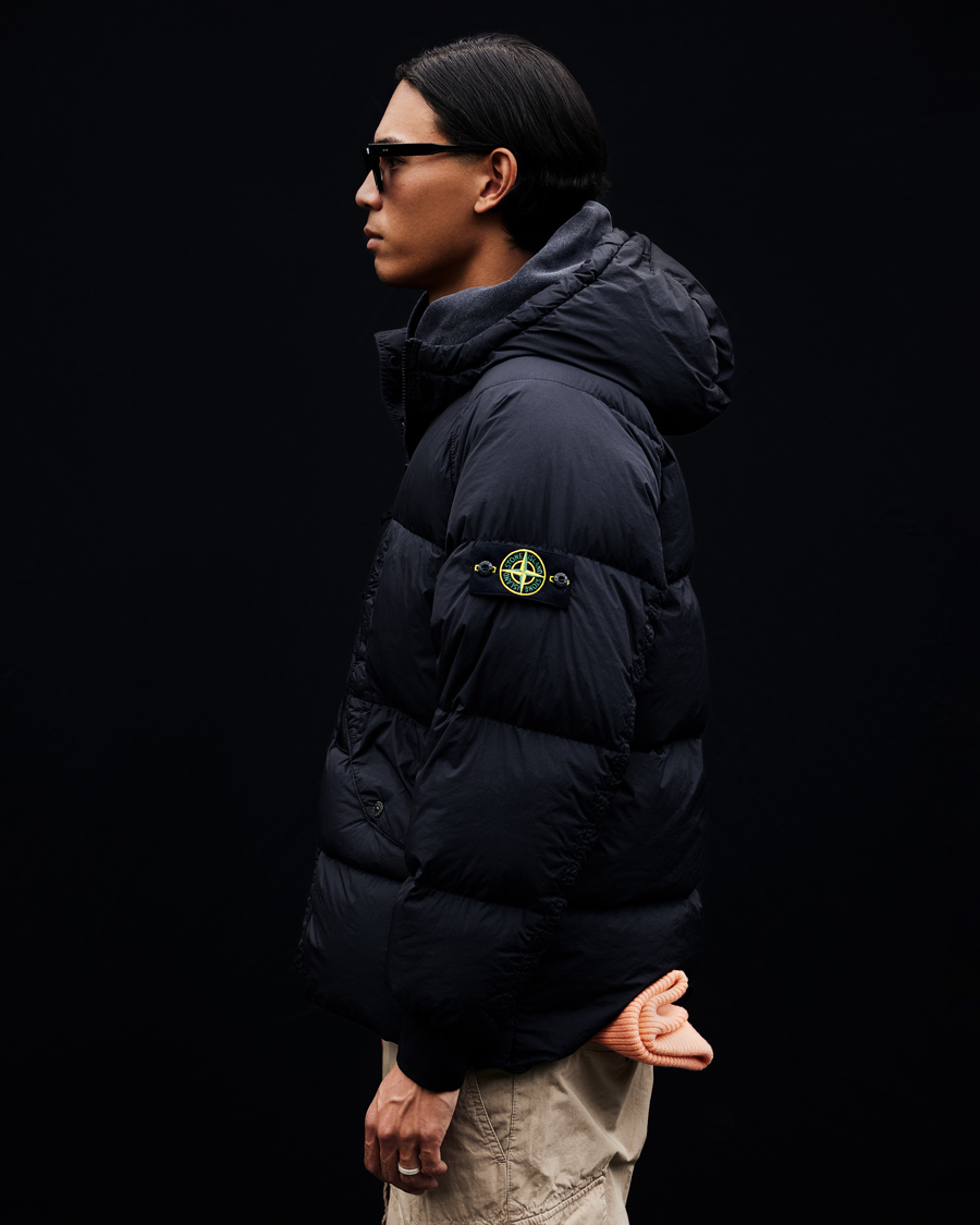 Homme | Manteaux Et Vestes | Stone Island | Garment Dyed Recycled Nylon Long Down Jacket Black