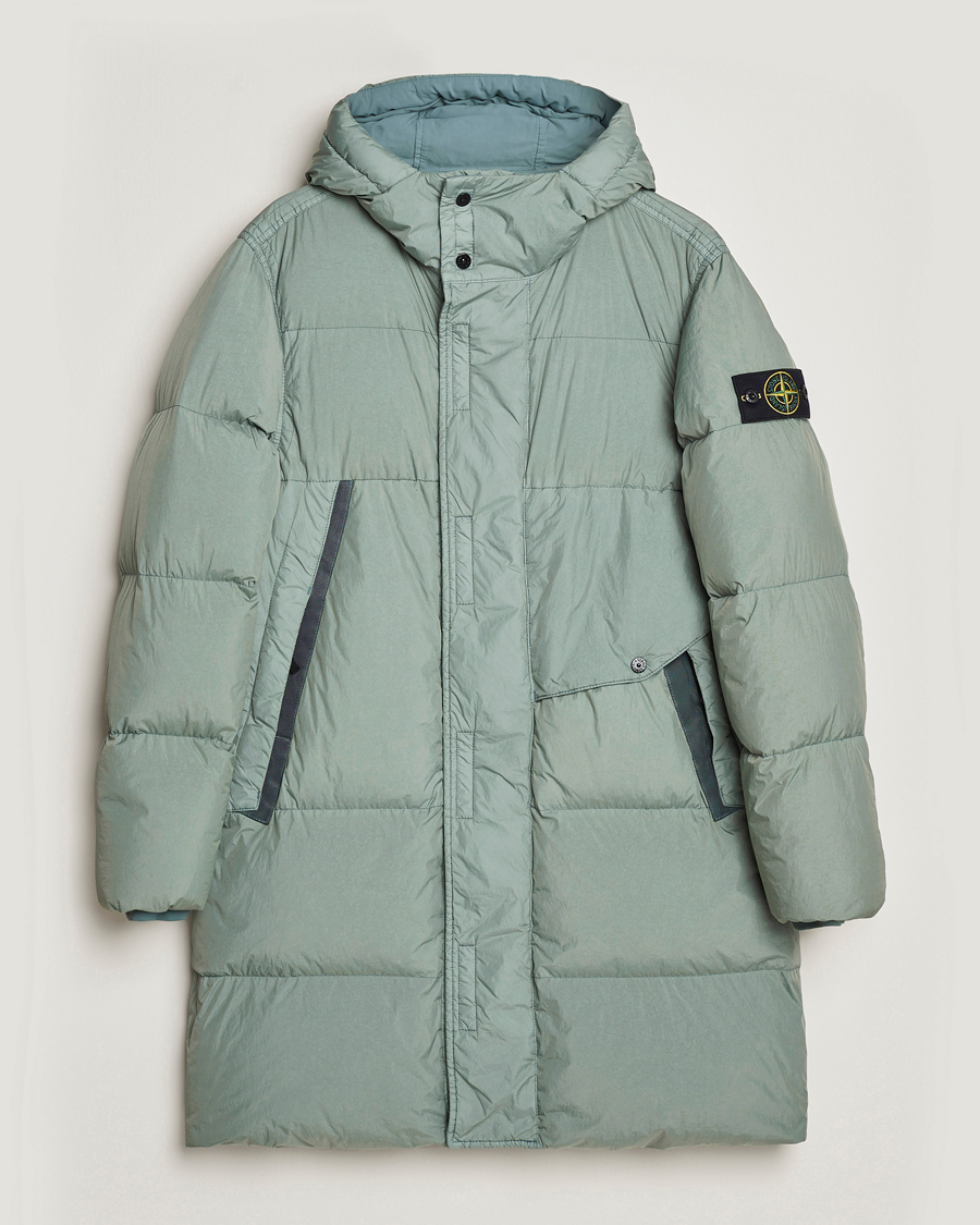 Homme | Manteaux Et Vestes | Stone Island | Garment Dyed Recycled Nylon Long Down Jacket Sage