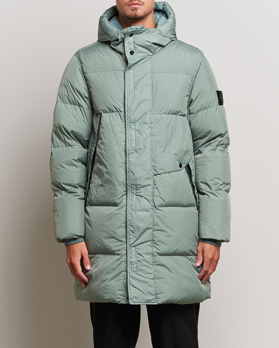 Homme | Manteaux Et Vestes | Stone Island | Garment Dyed Recycled Nylon Long Down Jacket Sage
