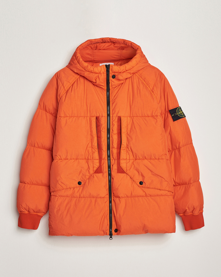 Homme | Manteaux Et Vestes | Stone Island | Garment Dyed Recycled Nylon Down Jacket Orange Red