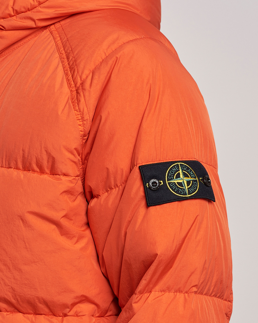Homme | Manteaux Et Vestes | Stone Island | Garment Dyed Recycled Nylon Down Jacket Orange Red