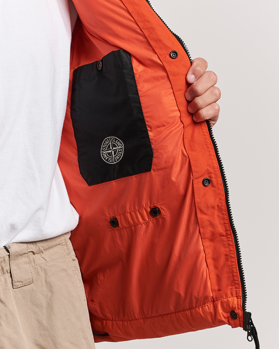 Homme | Manteaux Et Vestes | Stone Island | Garment Dyed Recycled Nylon Down Jacket Orange Red