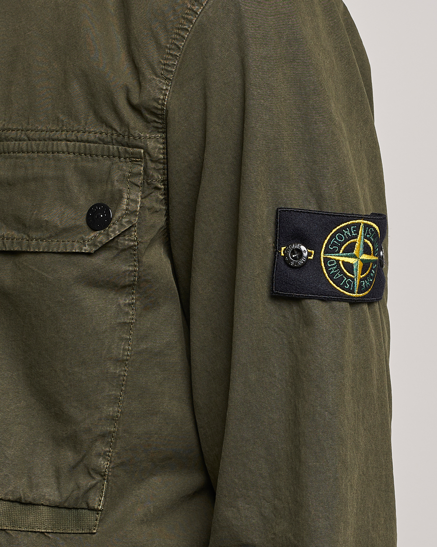 Homme | Chemises | Stone Island | Garment Dyed Cotton Overshirt Olive