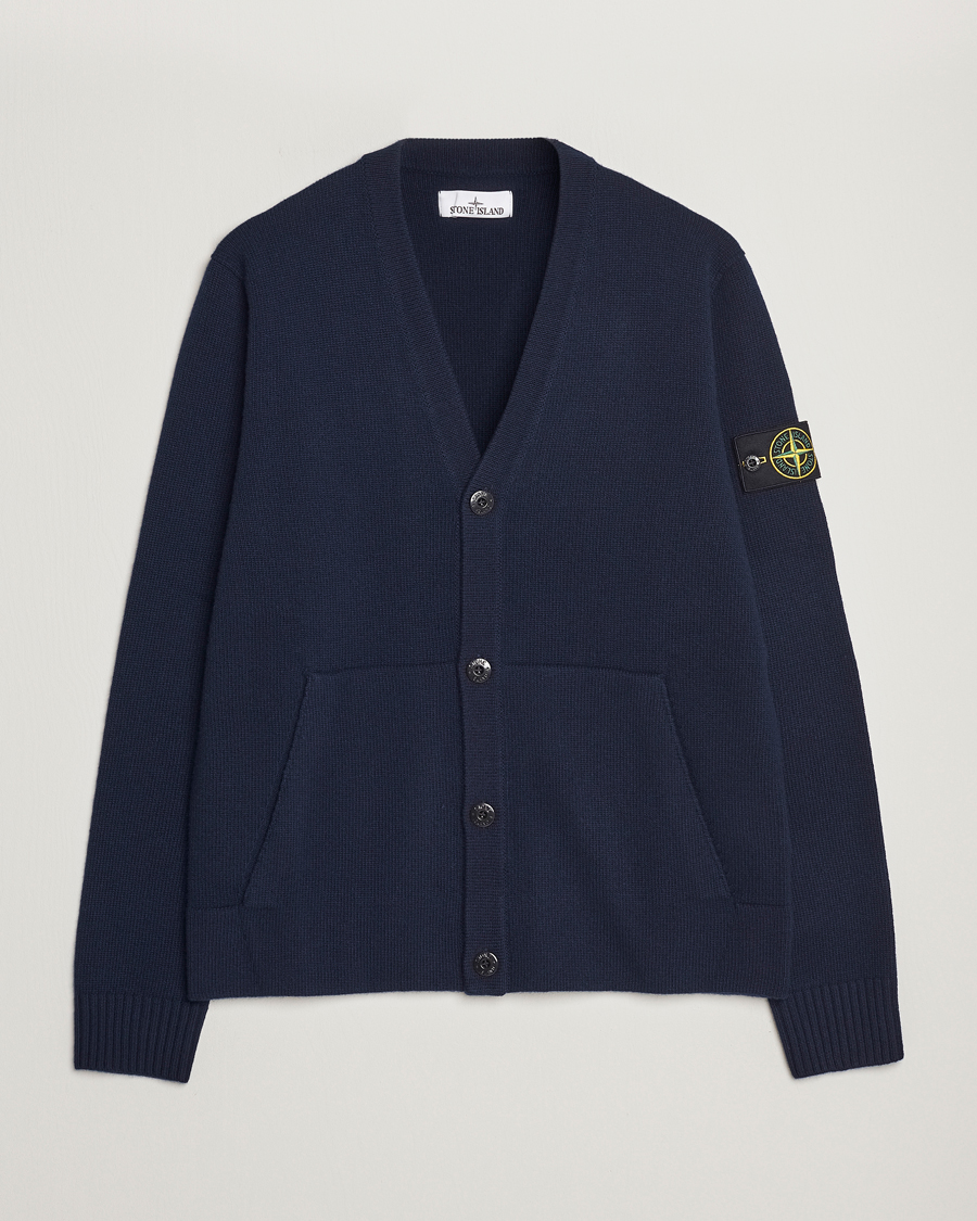 Homme | Pulls Et Tricots | Stone Island | Knitted Geelong Wool Cardigan Navy Blue