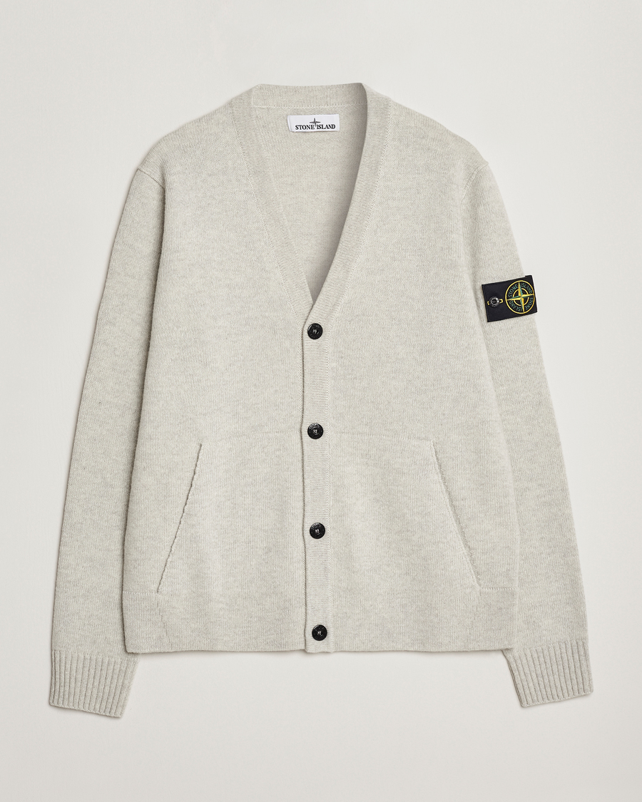 Homme | Pulls Et Tricots | Stone Island | Knitted Geelong Wool Cardigan Pearl Grey