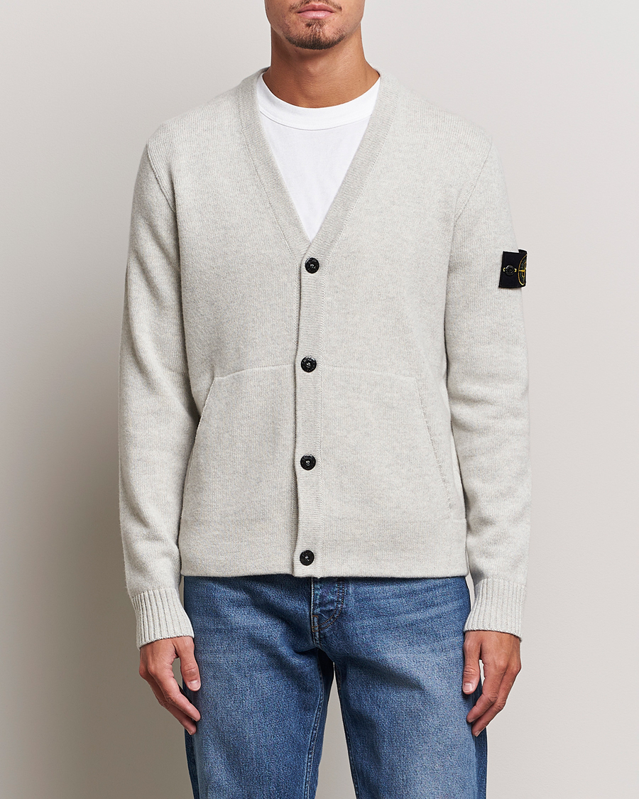 Homme | Pulls Et Tricots | Stone Island | Knitted Geelong Wool Cardigan Pearl Grey