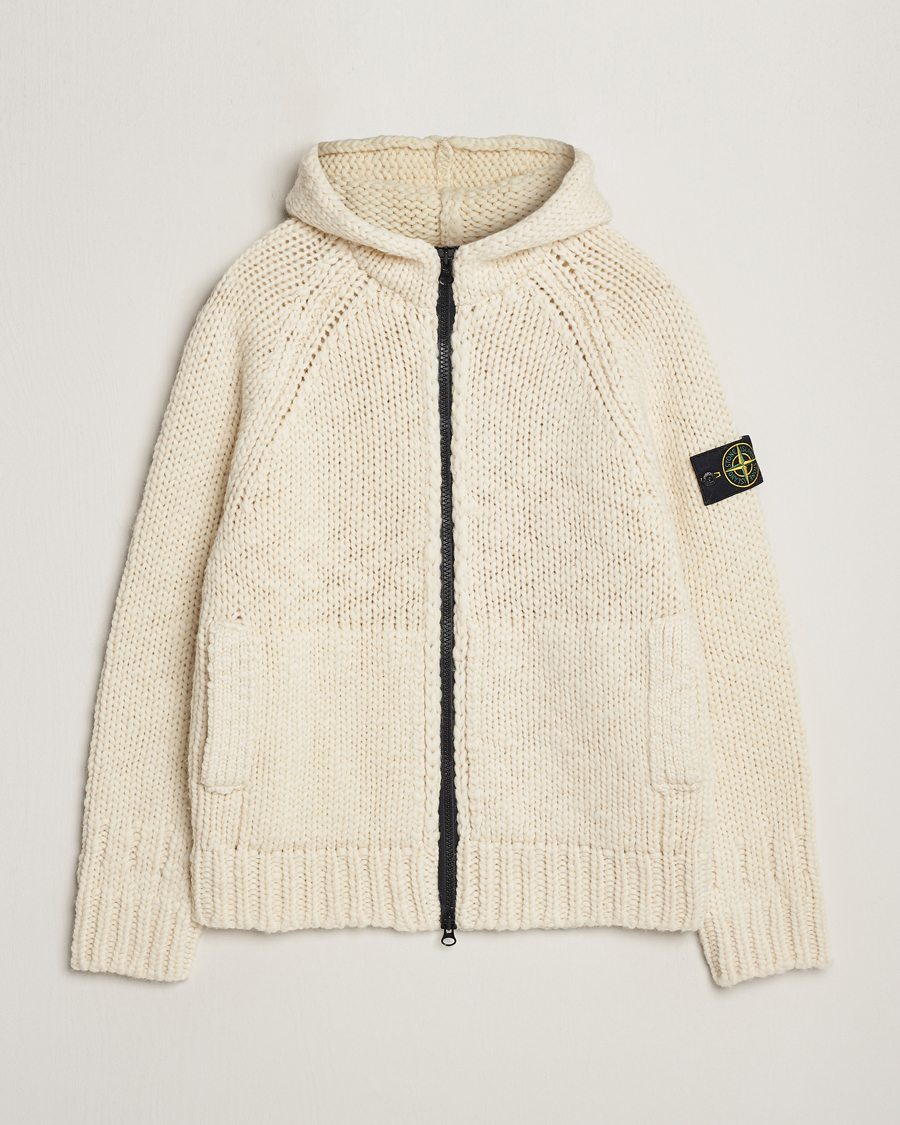 Homme | Pulls Et Tricots | Stone Island | Pure Wool Handmade effect Zip Cardigan Plaster