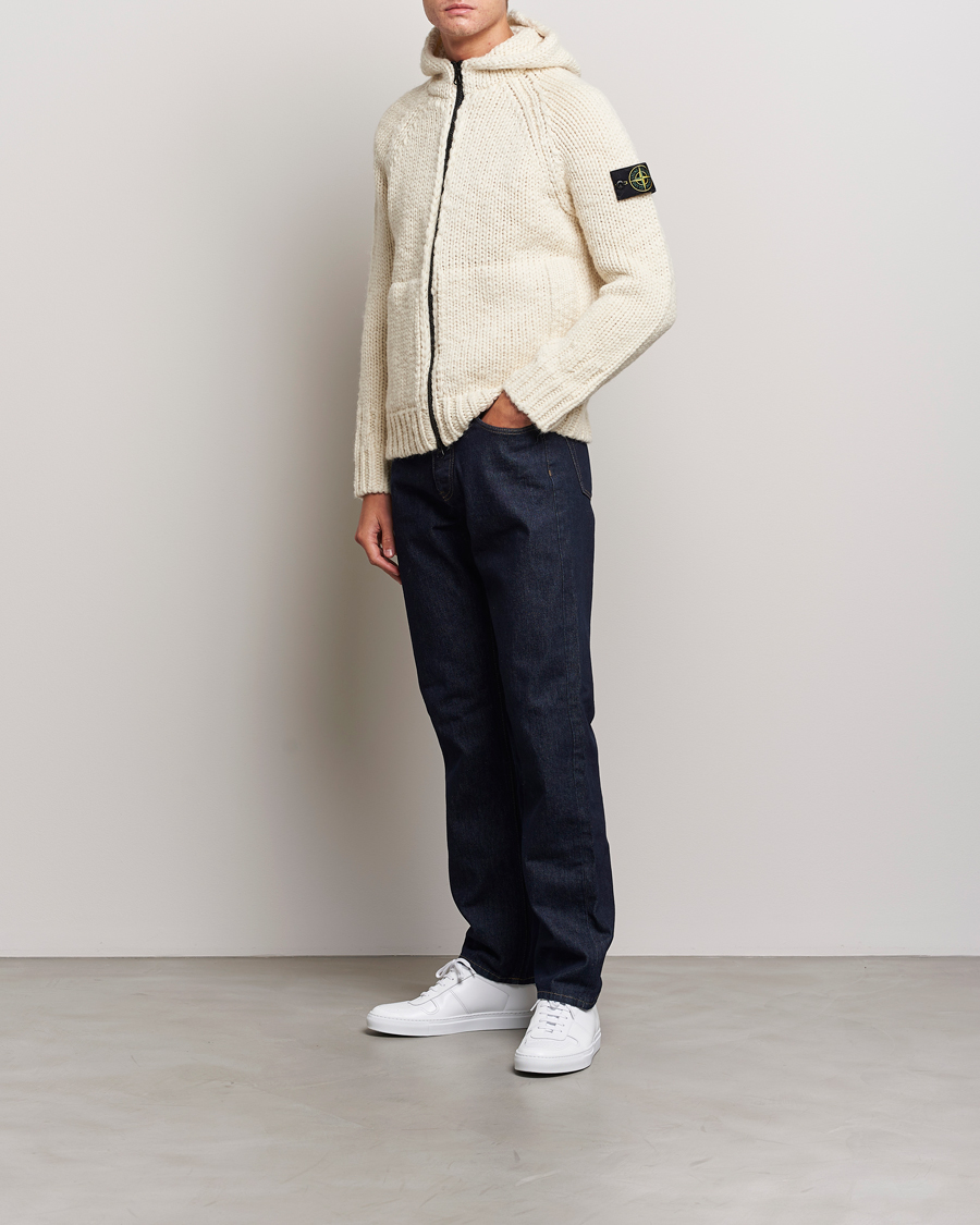 Homme | Pulls Et Tricots | Stone Island | Pure Wool Handmade effect Zip Cardigan Plaster