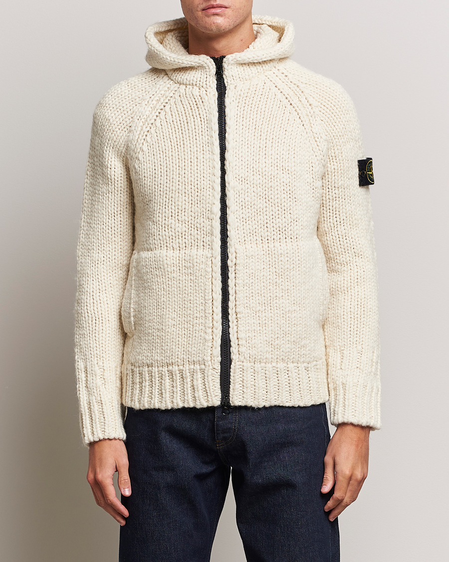 Homme | Pulls Et Tricots | Stone Island | Pure Wool Handmade effect Zip Cardigan Plaster