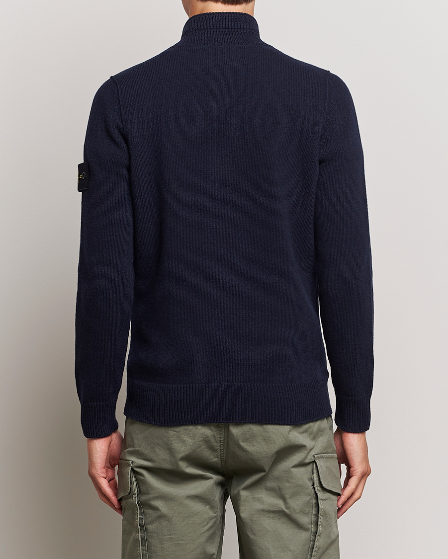 Homme | Pulls Et Tricots | Stone Island | Knitted Lambwool Half Button Zip Navy Blue