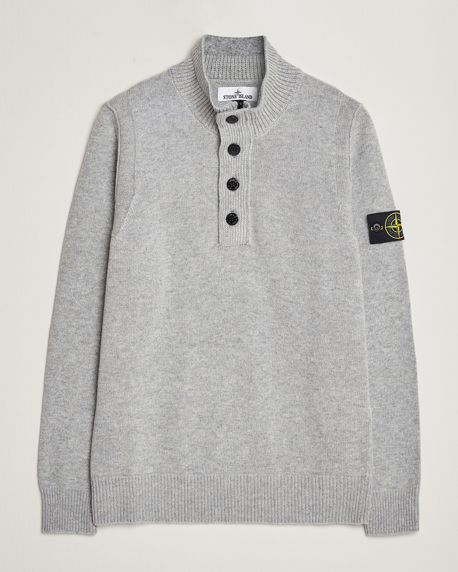 Homme | Pulls Et Tricots | Stone Island | Knitted Lambwool Half Button Zip Melange Grey