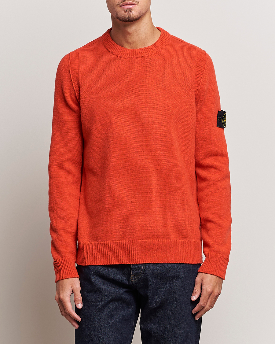 Homme | Pulls Et Tricots | Stone Island | Knitted Lambwool Sweater Orange Red
