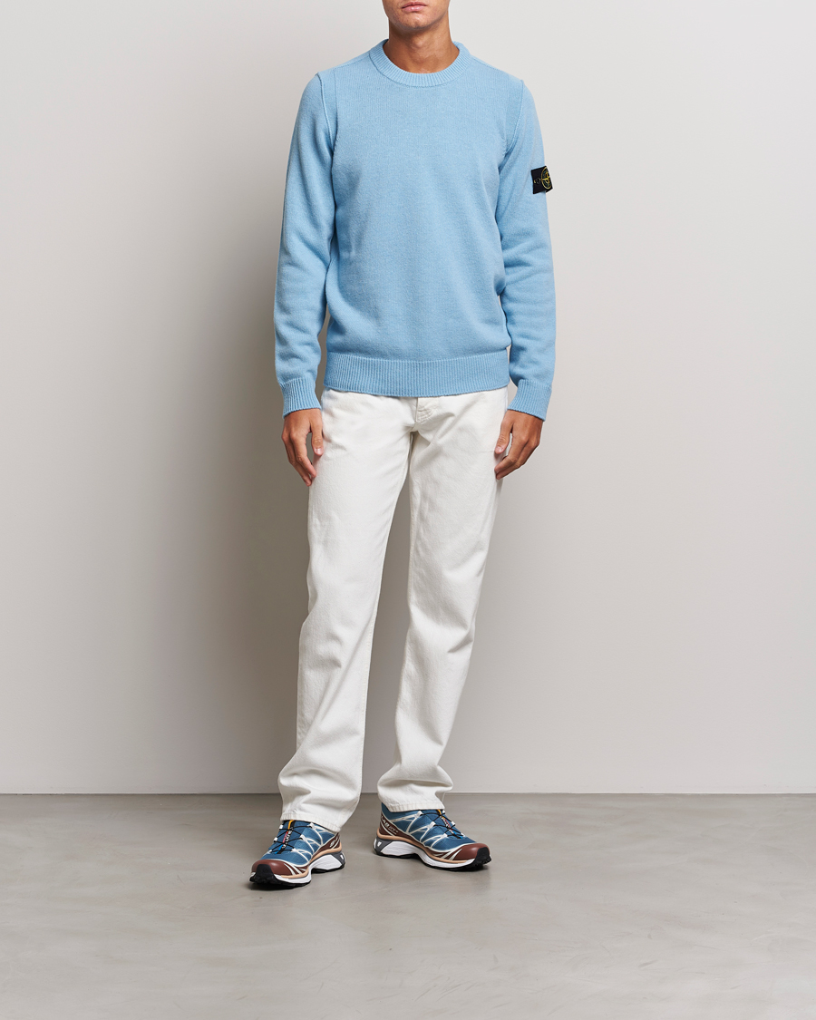 Homme | Pulls Et Tricots | Stone Island | Knitted Lambwool Sweater Sky Blue