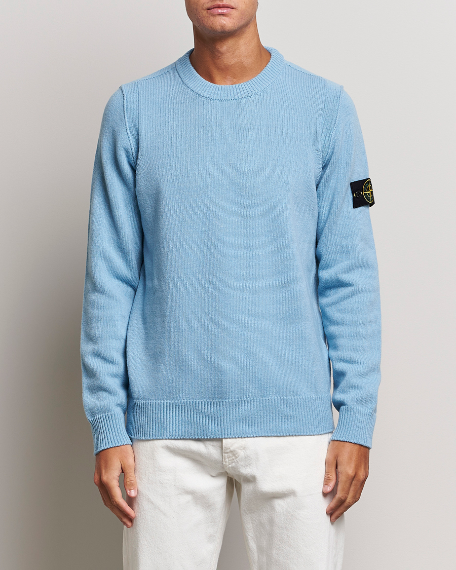 Homme | Pulls Et Tricots | Stone Island | Knitted Lambwool Sweater Sky Blue