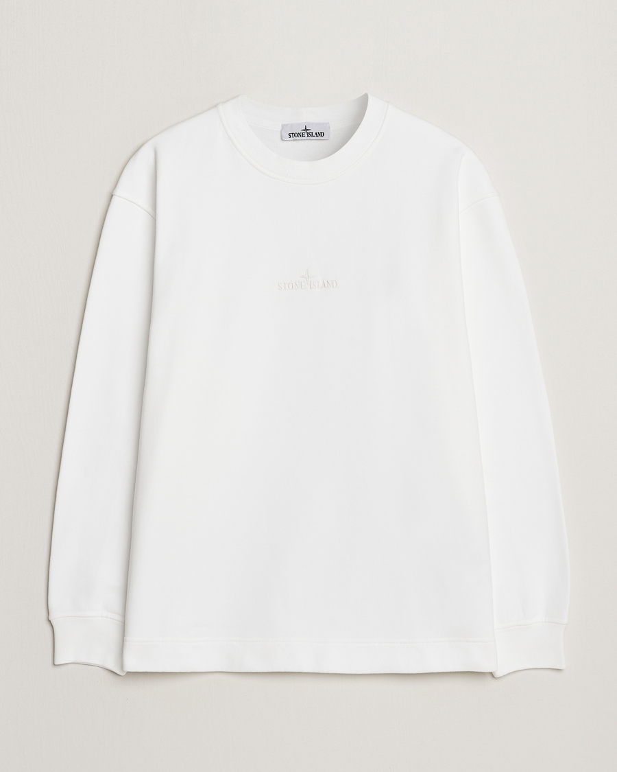 Homme | Pulls Et Tricots | Stone Island | Garment Dyed Fleece Logo Sweatshirt White