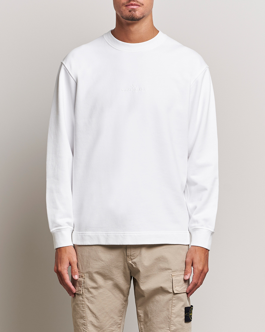 Homme | Pulls Et Tricots | Stone Island | Garment Dyed Fleece Logo Sweatshirt White