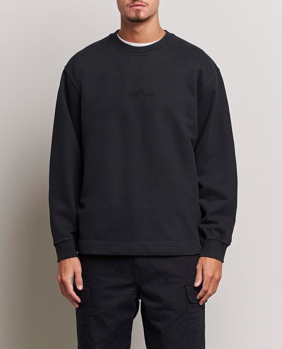 Homme | Pulls Et Tricots | Stone Island | Garment Dyed Fleece Logo Sweatshirt Black