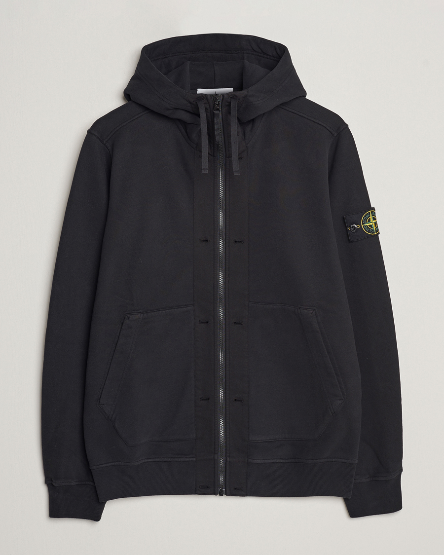 Homme | Pulls Et Tricots | Stone Island | Garment Dyed Fleece Hooded Full Zip Black