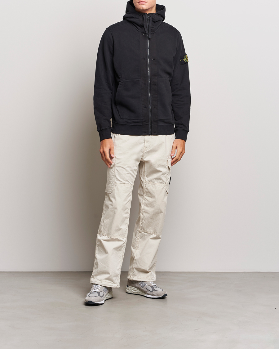 Homme | Pulls Et Tricots | Stone Island | Garment Dyed Fleece Hooded Full Zip Black