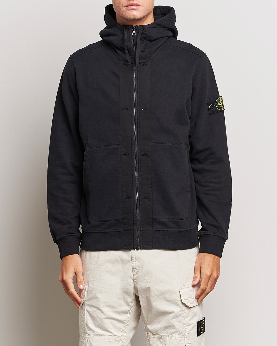Homme | Pulls Et Tricots | Stone Island | Garment Dyed Fleece Hooded Full Zip Black