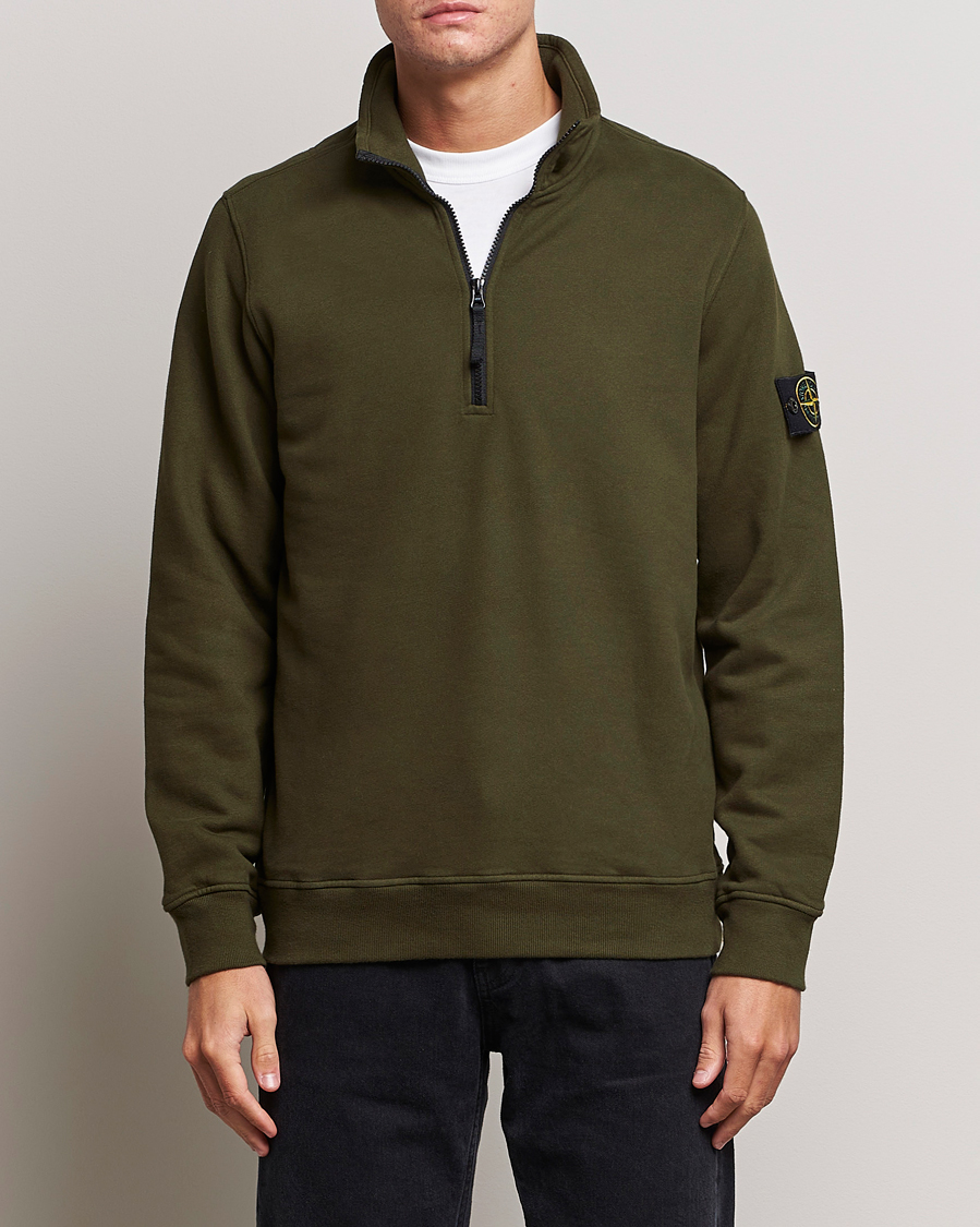 Homme | Pulls Et Tricots | Stone Island | Garment Dyed Fleece Half Zip Olive