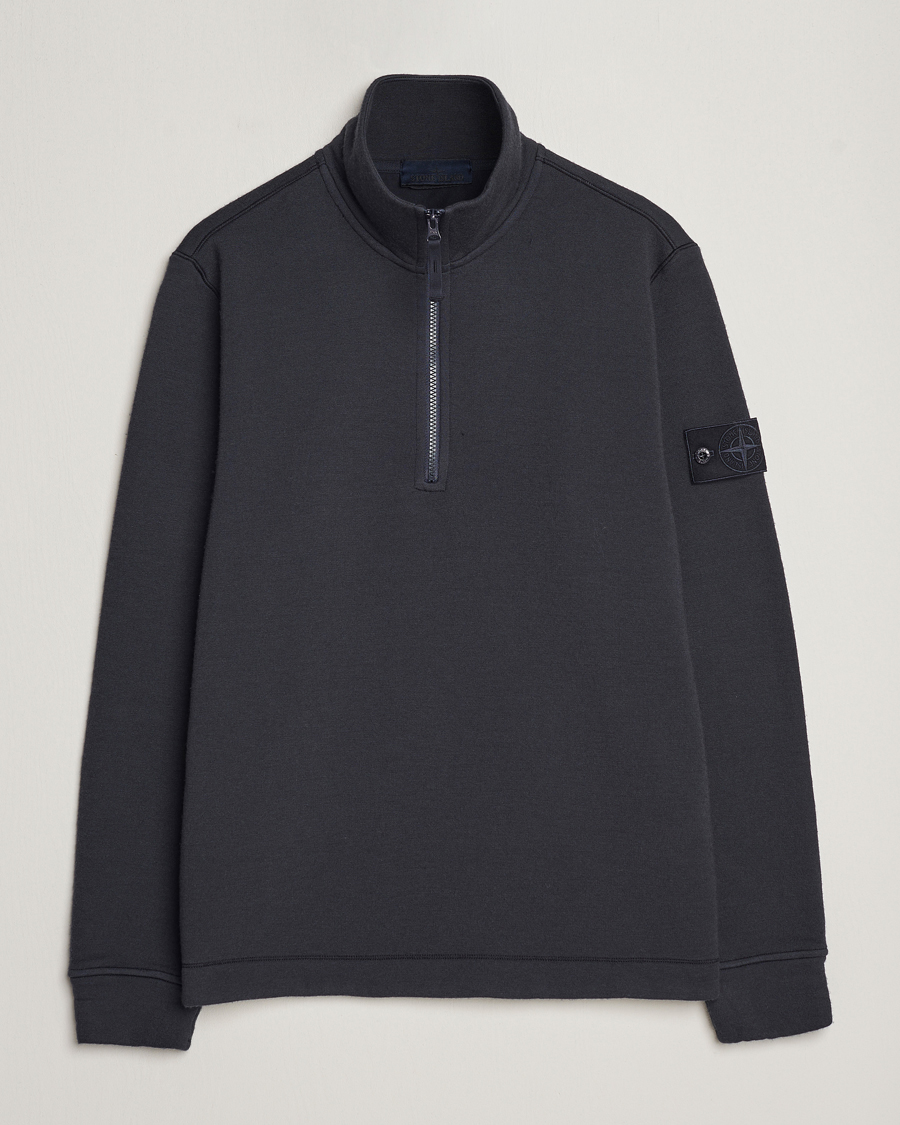 Homme | Pulls Et Tricots | Stone Island | Ghost Piece Wool Fleece Half Zip Navy Blue