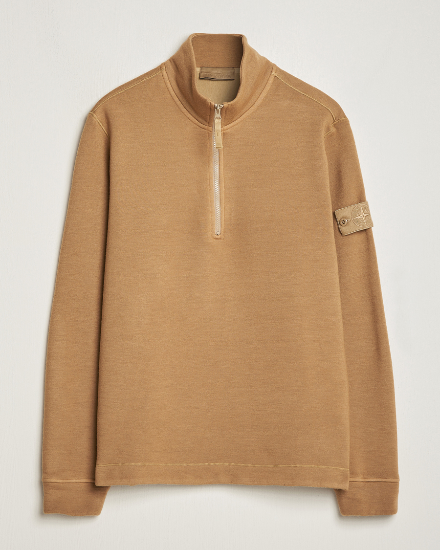 Homme | Pulls Et Tricots | Stone Island | Ghost Piece Wool Fleece Half Zip Dark Beige
