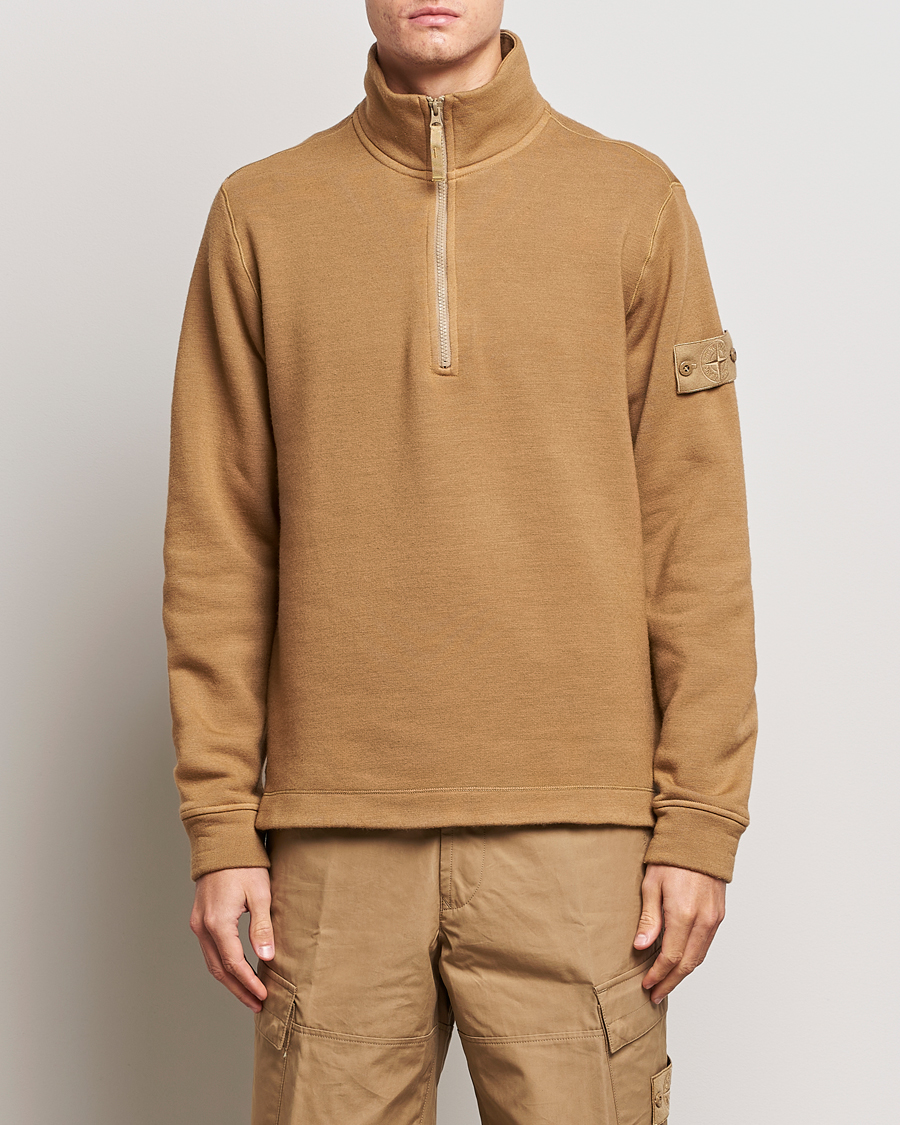 Homme | Pulls Et Tricots | Stone Island | Ghost Piece Wool Fleece Half Zip Dark Beige