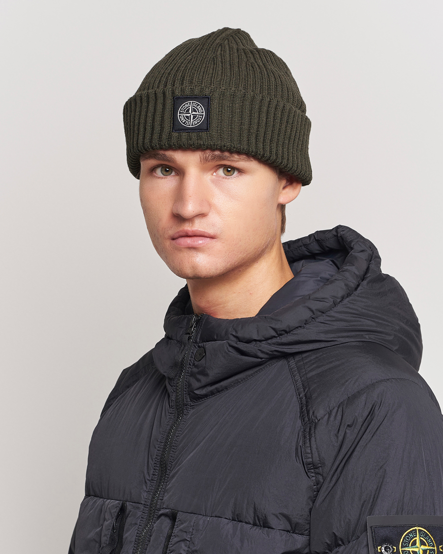 Homme | Stone Island Full Rib Wool Beanie Olive | Stone Island | Full Rib Wool Beanie Olive