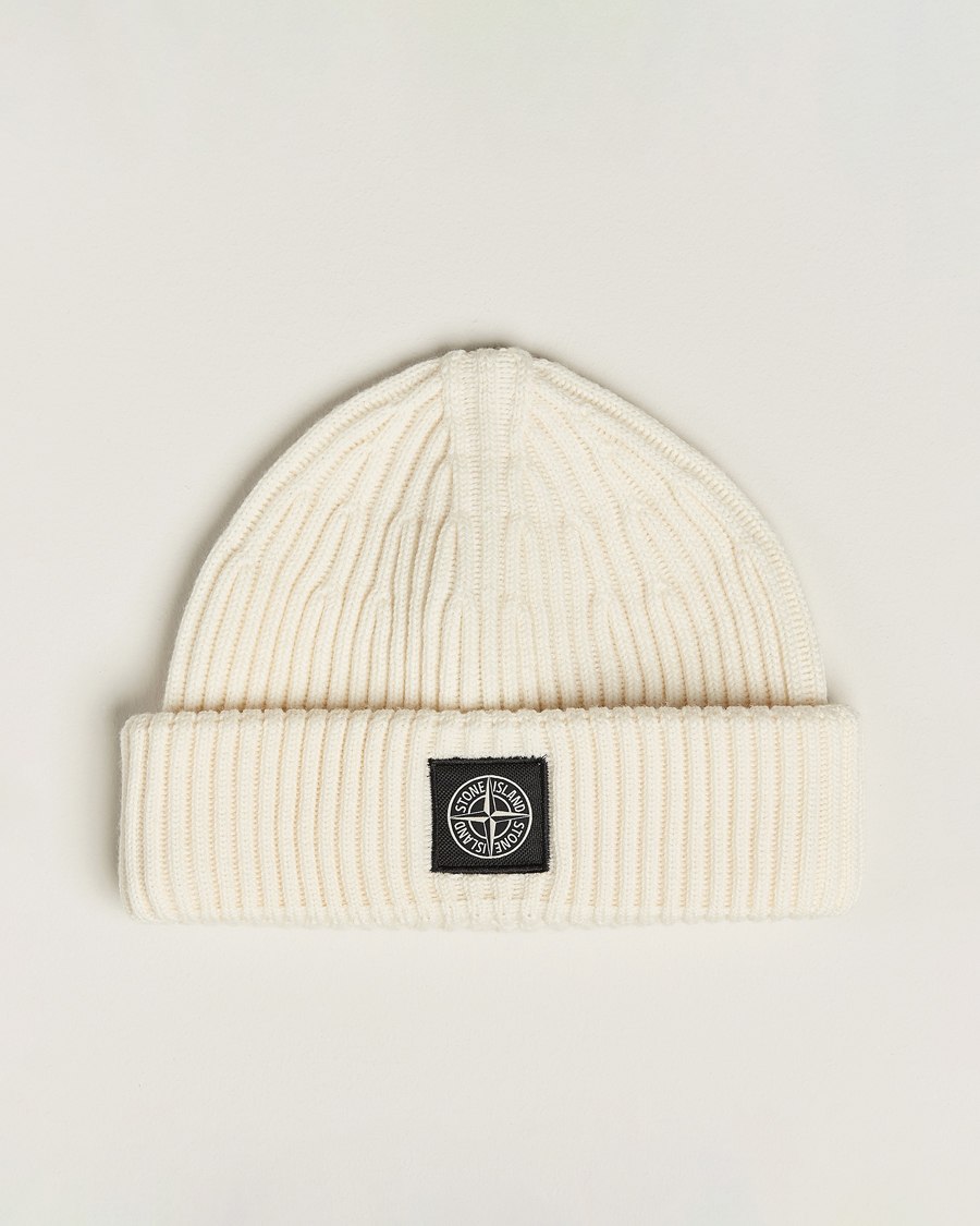 Heren | Stone Island Full Rib Wool Beanie Natural | Stone Island | Full Rib Wool Beanie Natural
