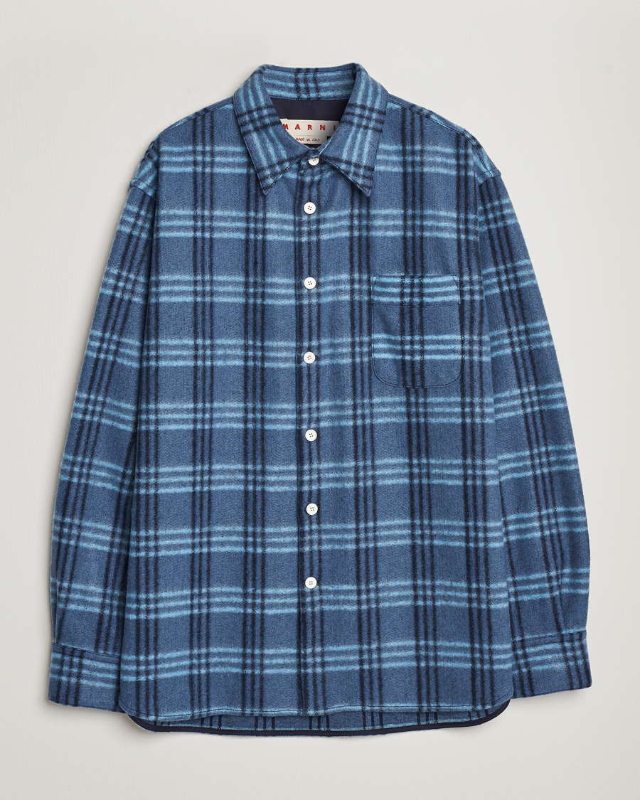 Homme | Chemises | Marni | Check Pile Flannel Overshirt Opal