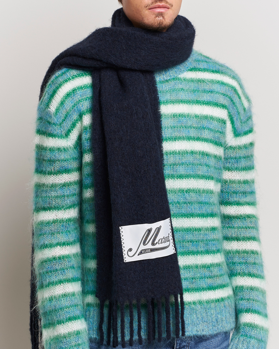 Homme | Marni Brushed Alpaca Scarf Blublack | Marni | Brushed Alpaca Scarf Blublack