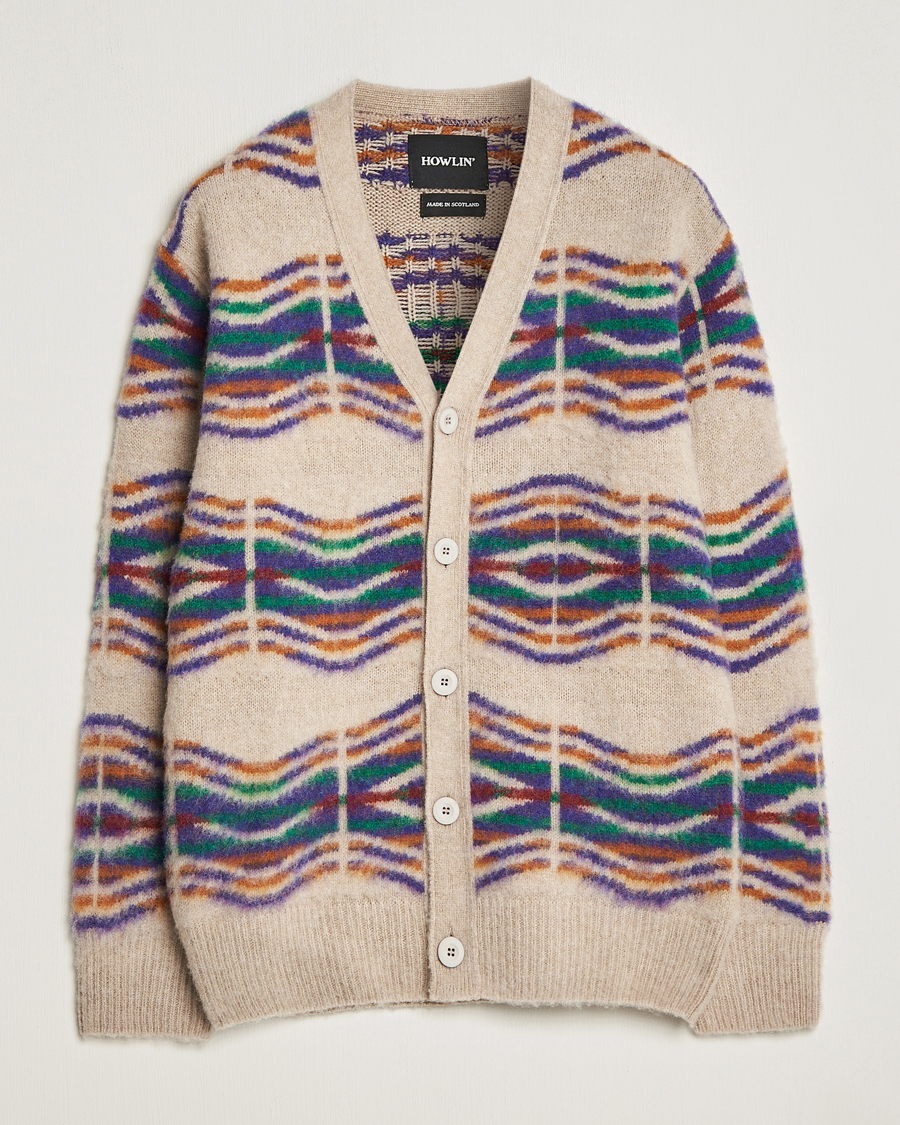 Homme | Pulls Et Tricots | Howlin' | Brushed Wool Pattern Cardigan Biscuit
