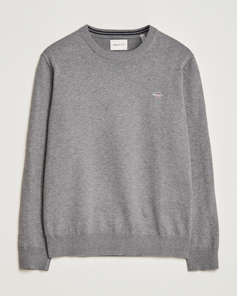 Heren | Truien | Gant | Classic Cotton Crew Neck Dark Grey Melange