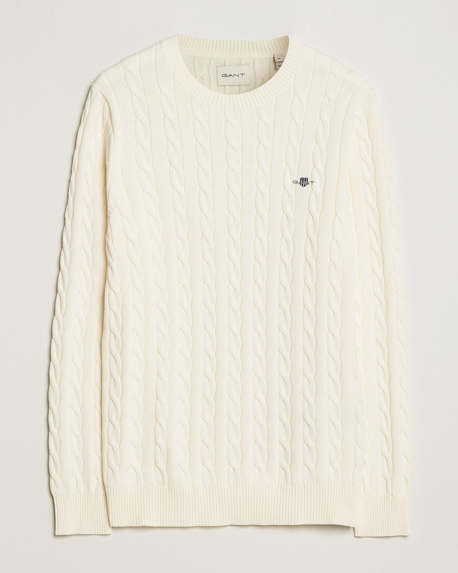 Heren | Truien | Gant | Cotton Cable Crew Neck Cream