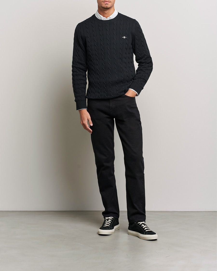 Heren | Truien | Gant | Cotton Cable Crew Neck Black