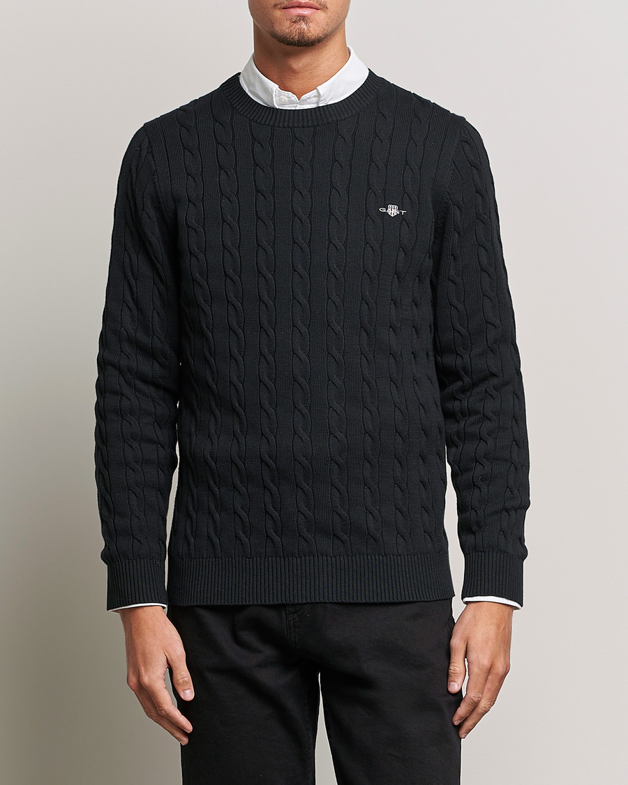 Heren | Truien | Gant | Cotton Cable Crew Neck Black