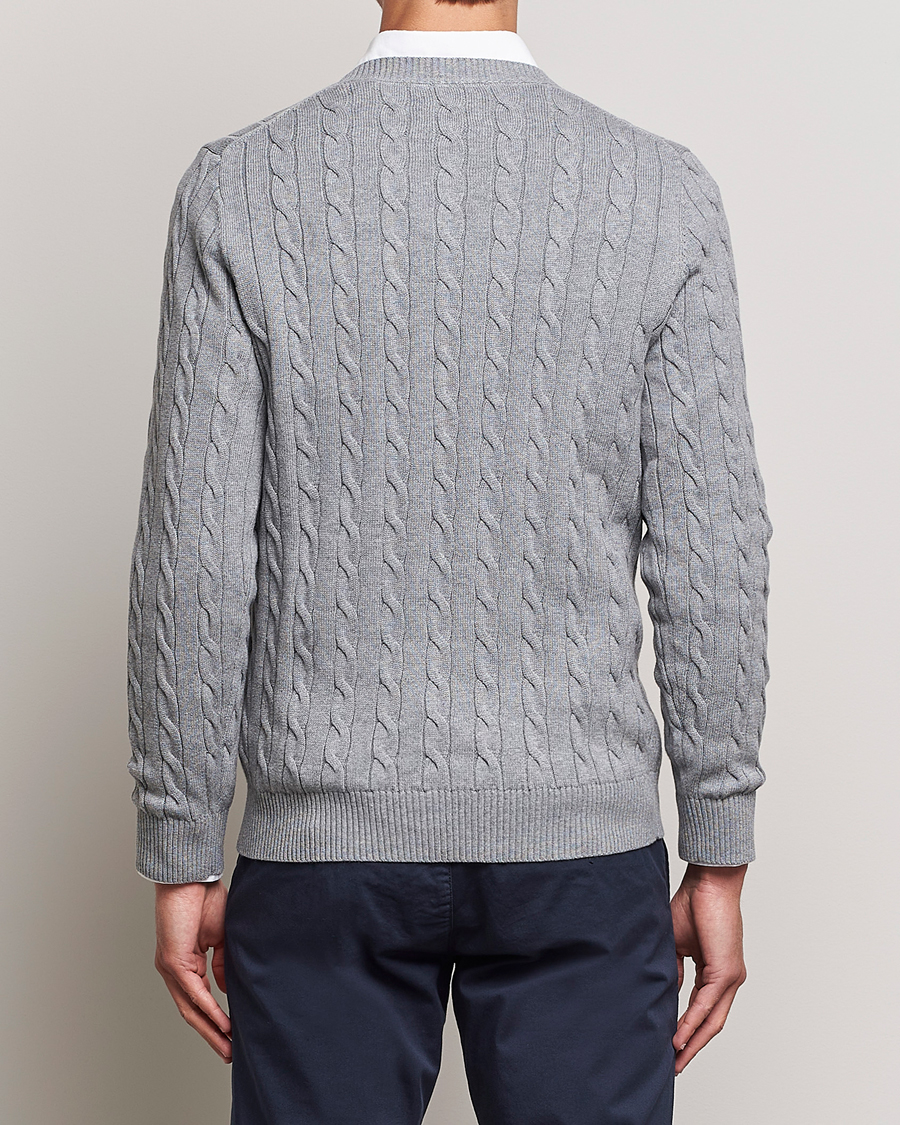 Homme | Pulls Et Tricots | Gant | Cotton Cable Crew Neck Grey Melange