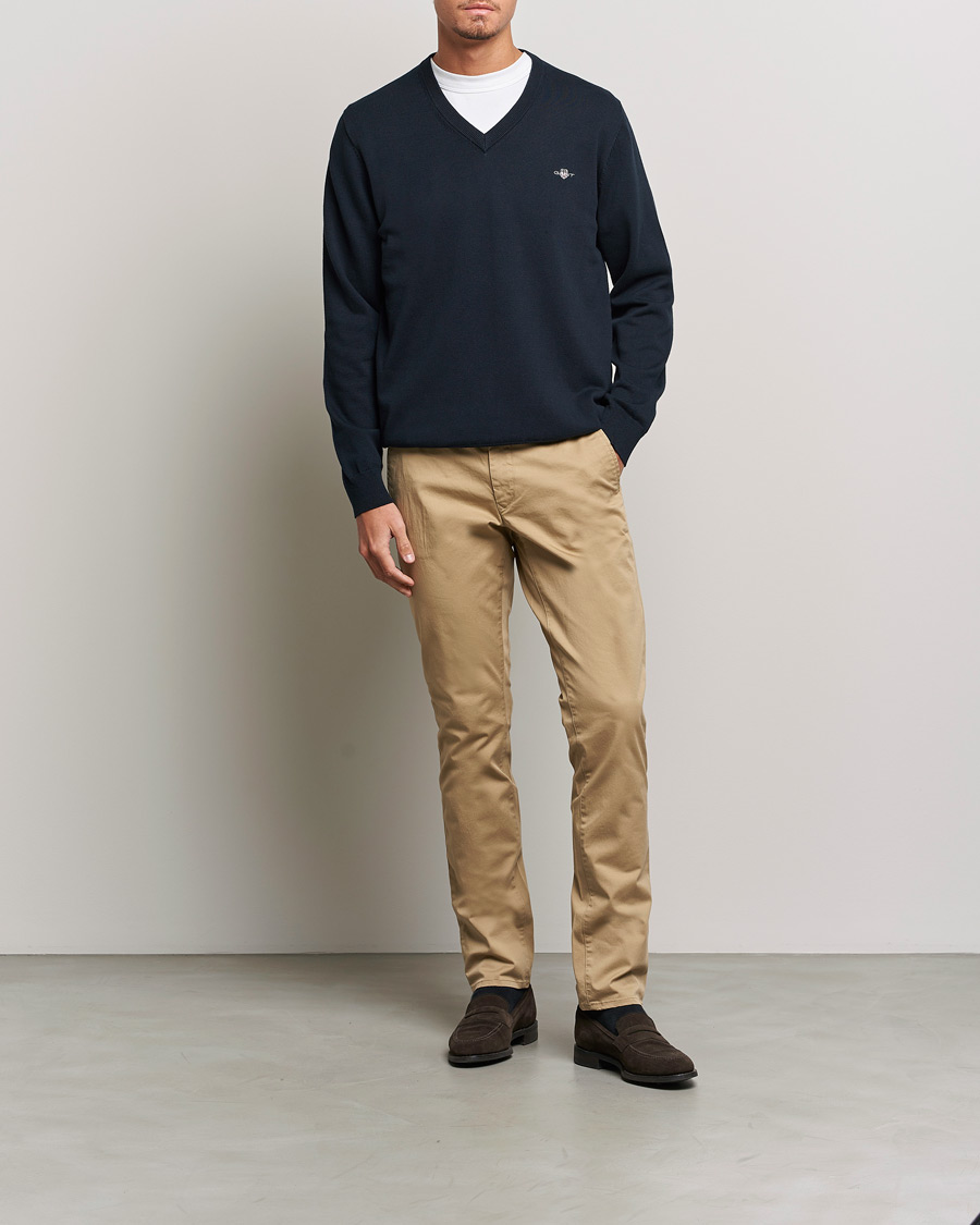 Homme | Pantalons | Gant | Slim Fit Twill Chino Dark Khaki