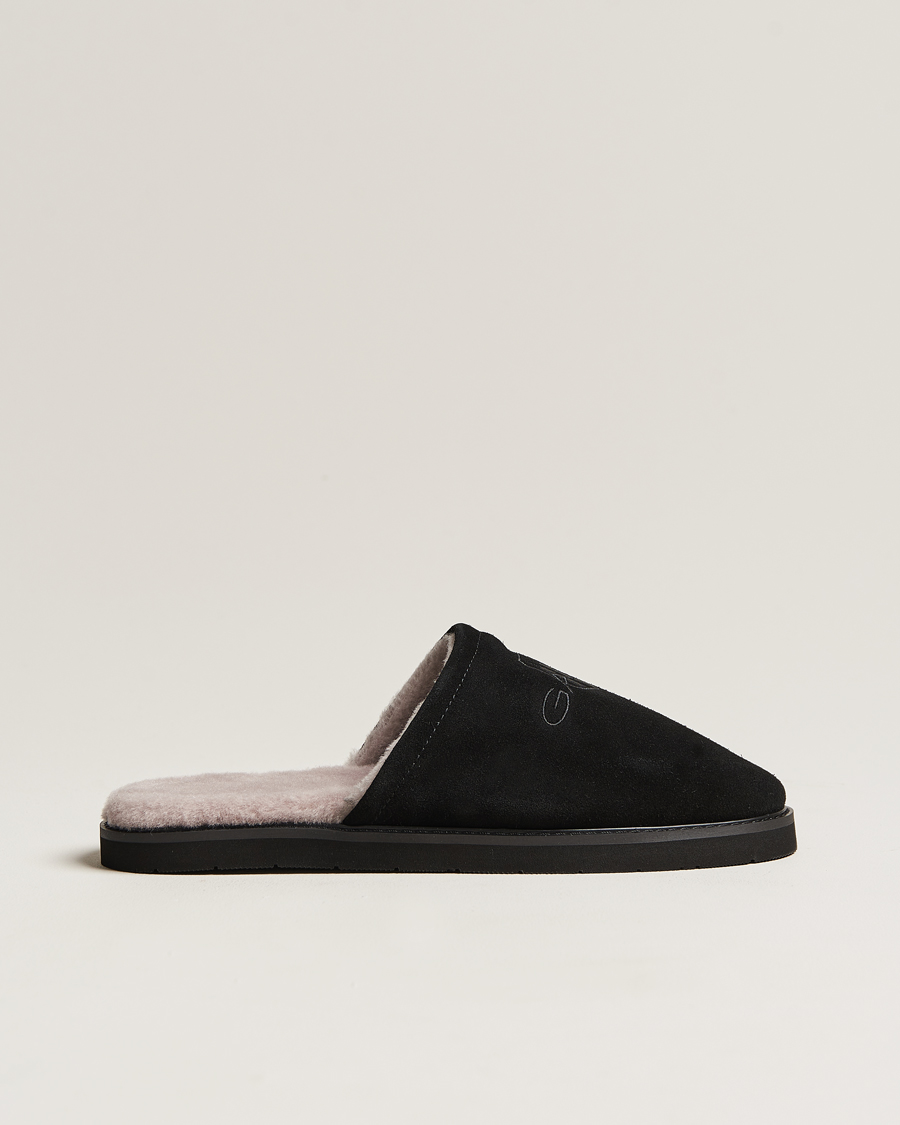 Heren | GANT Tamaware Suede Slippers Black | GANT | Tamaware Suede Slippers Black