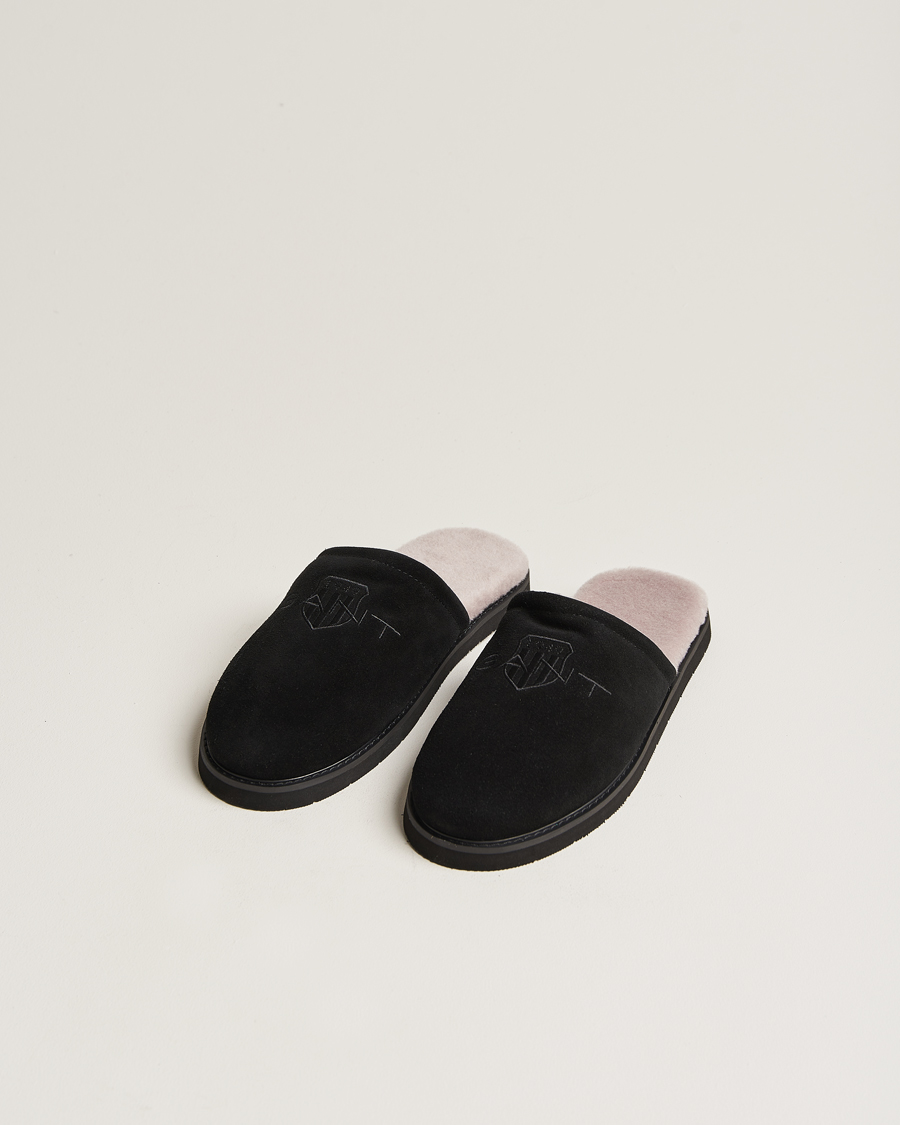 Heren | GANT Tamaware Suede Slippers Black | GANT | Tamaware Suede Slippers Black