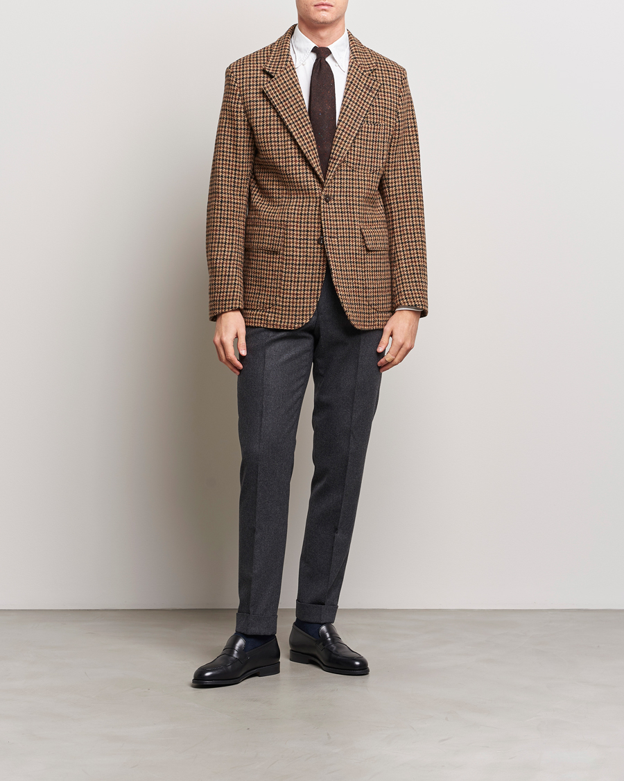 Heren | Blazers | Drake's | MKVII Harris Tweed Games Houndstooth Blazer Brown