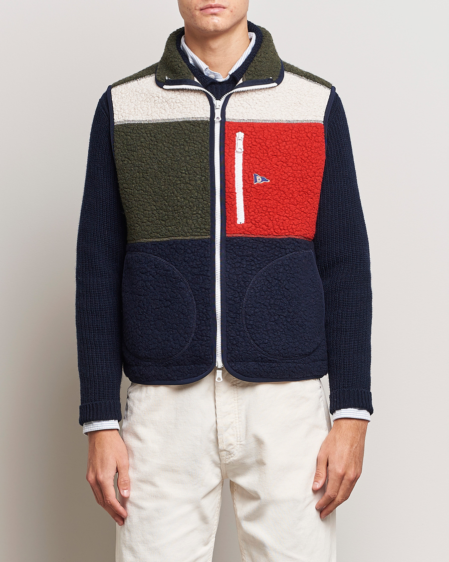 Homme | Gilets | Drake's | Colourblock Boucle Zip Fleece Vest Multi