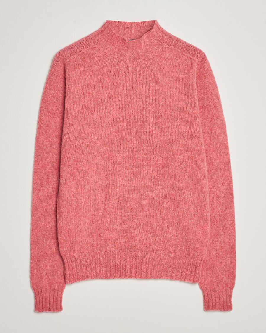 Homme | Pulls Et Tricots | Drake's | Brushed Shetland Mock Neck Jumper Pink