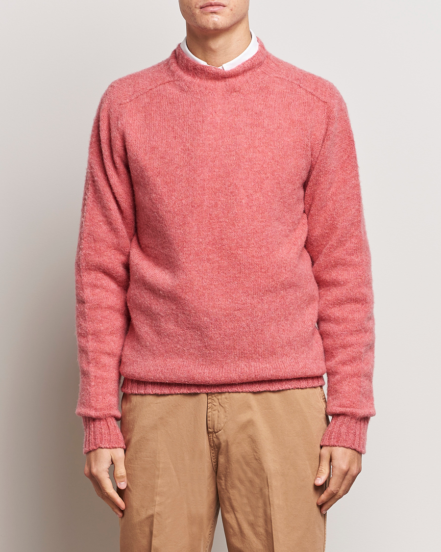 Homme | Pulls Et Tricots | Drake's | Brushed Shetland Mock Neck Jumper Pink
